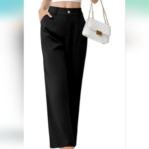 Cnlinkco Women's Elegant High Waist Black Dress Pants